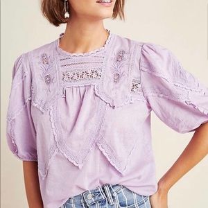 Anthropologie Aderyn Lilac Lace Purple Top